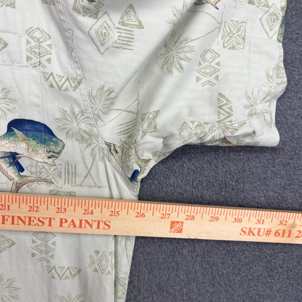 Guy Harvey Button Down Shirt Men 2X Cream Mahi Mahi Fish Tropical Cayman Islands - Picture 8 of 13